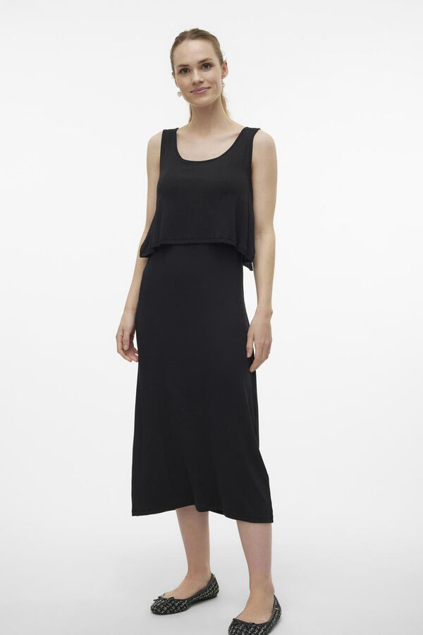 Mamalicious Vestido midi sem mangas maternity e amamenta&ccedil;&atilde;o  preto