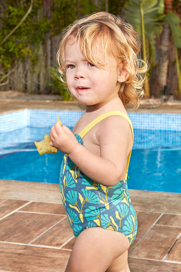 Gocco Ba&ntilde;ador flores con contraste azul azul