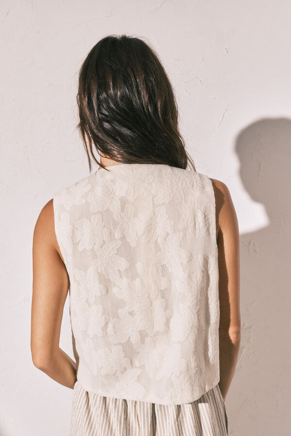 Women'secret Colete em crochet com la&ccedil;os bege