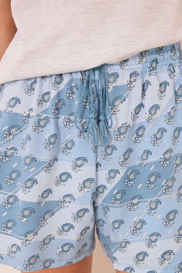 Women'secret Pijama curto com alças de algodão paisley  cinzento
