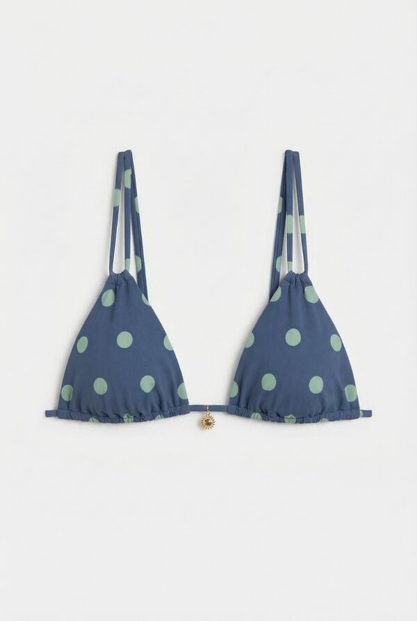 Women'secret Top biqu&iacute;ni triangular azul e estampado de bolinhas  azul