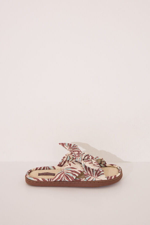 Women'secret Zapatillas casa rafia print tropical verde