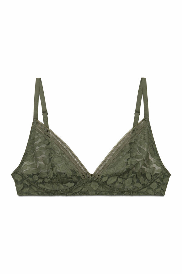Women'secret Soutien triangular NATURAL em renda caqui caqui