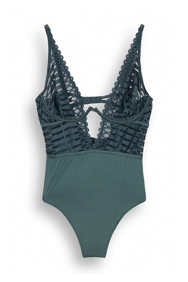 Women'secret Body frente halter em renda e microfibra verde verde