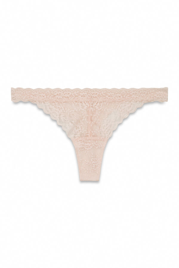 Women'secret Tanga tira encaje rosa rosa