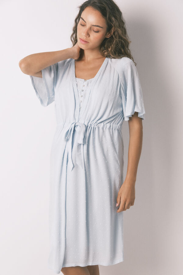 Women'secret Bata larga "maternity" manga corta viscosa verde estampado