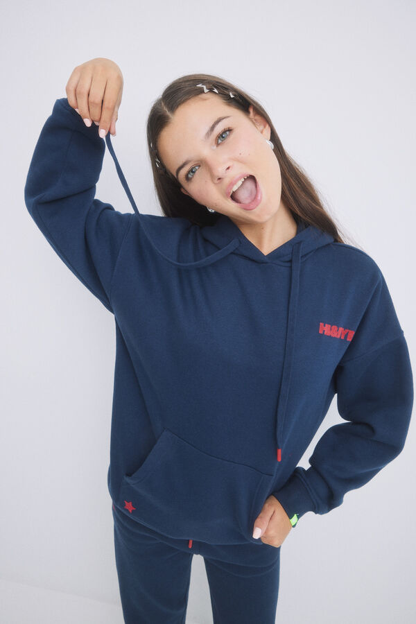 HI&BYE Sudadera capucha felpa azul navy azul