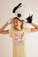 Women'secret Camis&oacute;n midi algod&oacute;n amarillo Snoopy estampado