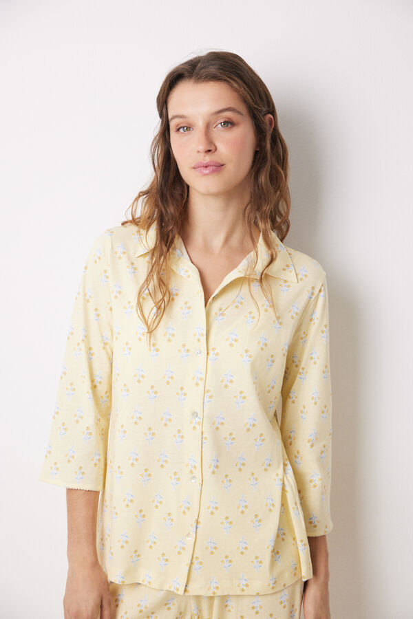 Women'secret Pijama camisa de algod&atilde;o com flores estampado