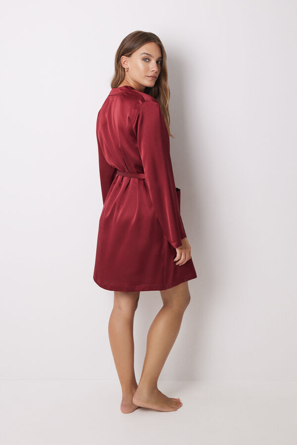 Women'secret Bata satinada midi granate burdeos