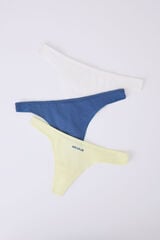 HI&BYE Pack 3 tangas blanco, amarillo, azul blanco