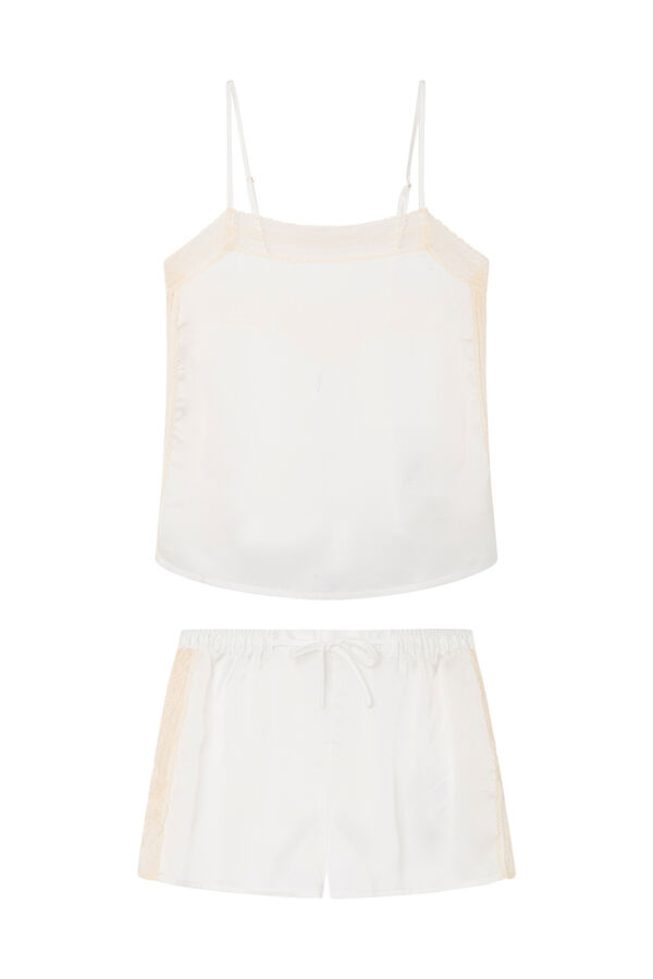 Women'secret Pijama corto sat&eacute;n blanco marfil