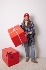 Women'secret Poncho xadrez com efeito de l&atilde; caxemira estampado