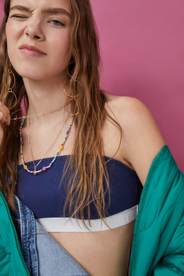 HI&BYE Top bandeau algodão azul-escuro azul