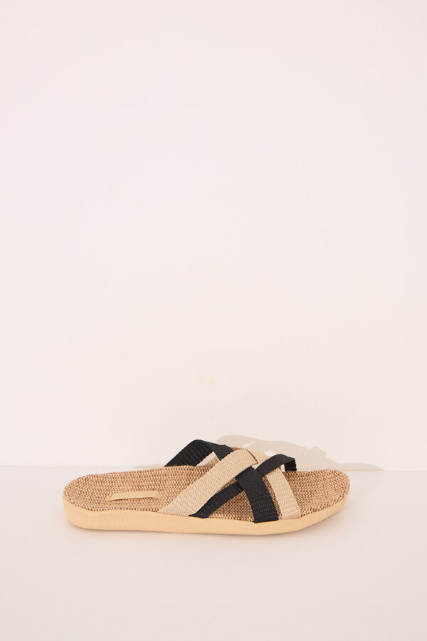 Women'secret Sand&aacute;lias de r&aacute;fia com tiras cruzadas  cru