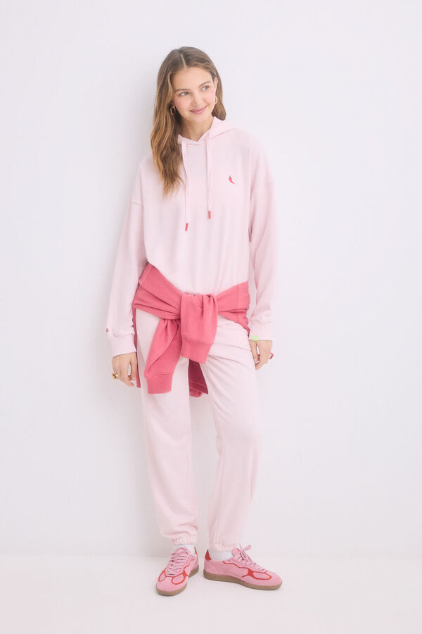 HI&BYE Sweatshirt de capuz rosa de algod&atilde;o rosa