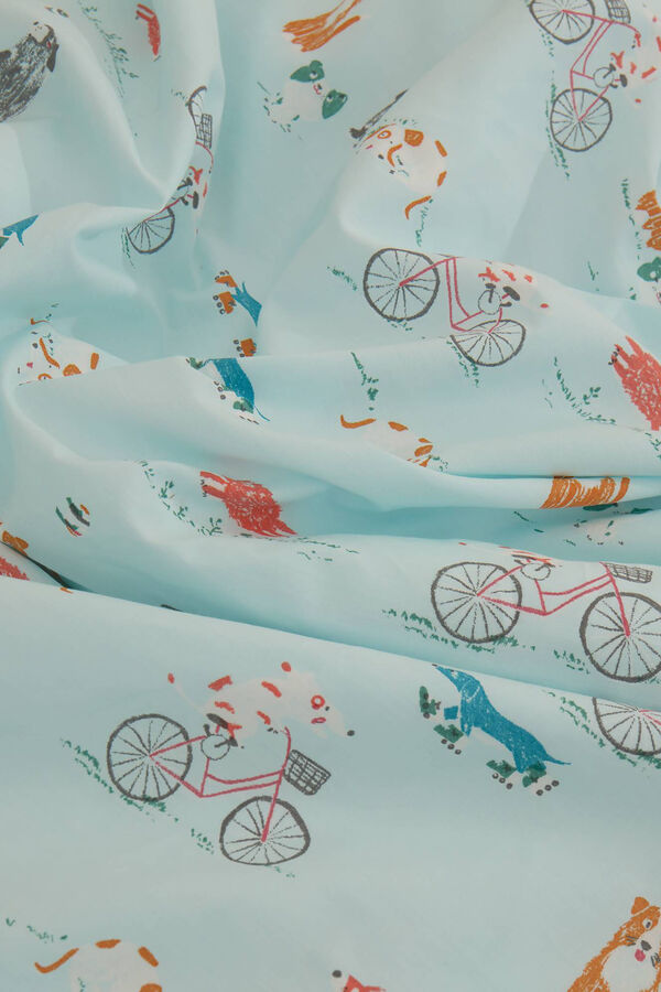 Textura Set funda n&oacute;rdica y funda almohada perros algod&oacute;n percal. Cama 80-90cm. azul