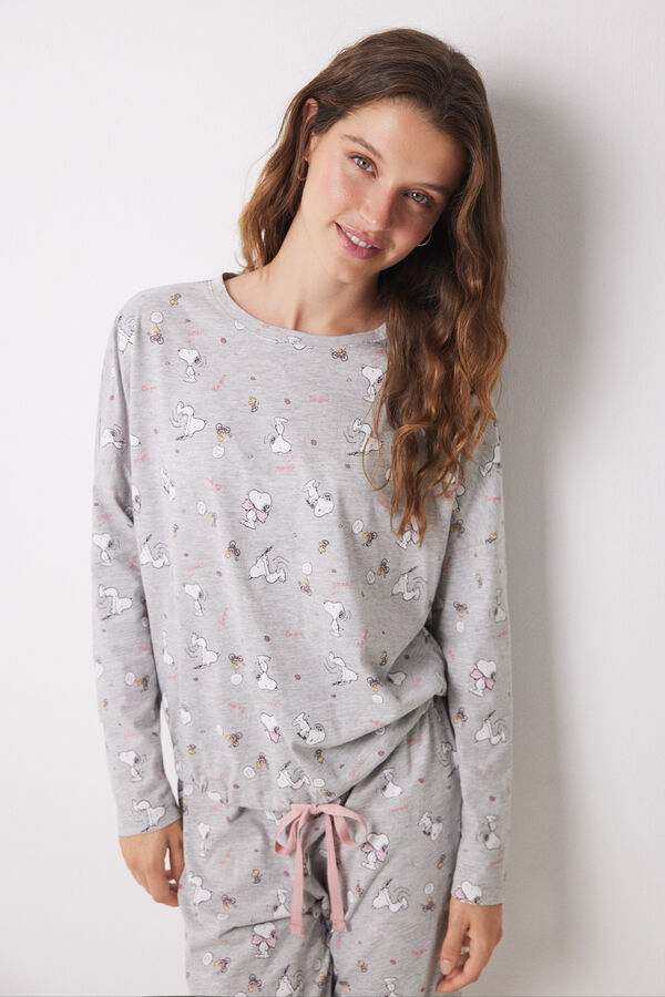 Women'secret Pijama comprido algod&atilde;o Snoopy cinzento