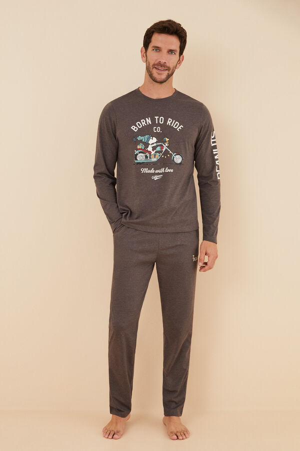 Women'secret Pijama largo hombre algod&oacute;n Snoopy rider gris
