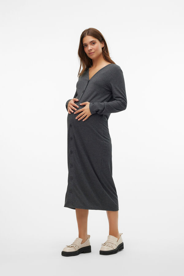 Mamalicious Vestido midi de malha para maternity e amamenta&ccedil;&atilde;o  cinzento