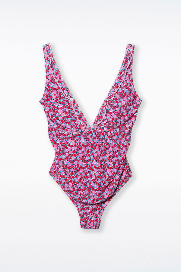 Ohma! Maiô pré-mamã com textura estampada floral estampado