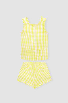 Womensecret Pijama corto vichy amarillo niña amarillo