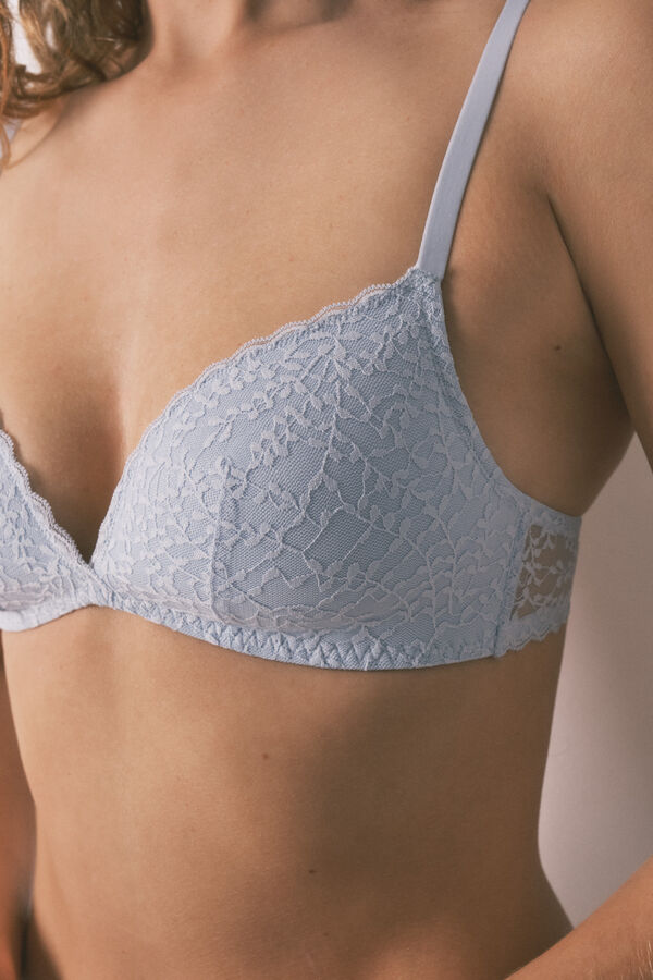 Women'secret Soutien ENCHIMENTO com renda azul azul
