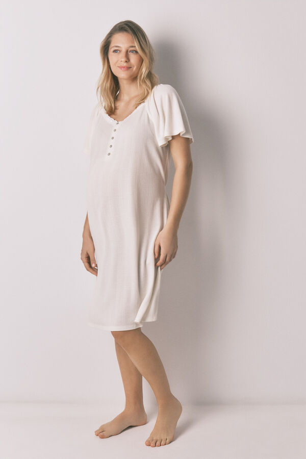 Women'secret Camis&oacute;n "maternity" blanco pointelle volante marfil