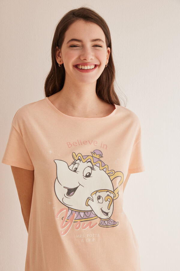 Women'secret Camis&oacute;n 100% algod&oacute;n Disney Se&ntilde;ora Potts & Chip rosa