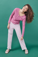 HI&BYE Pijama 100% algod&atilde;o cal&ccedil;as riscas rosas rosa