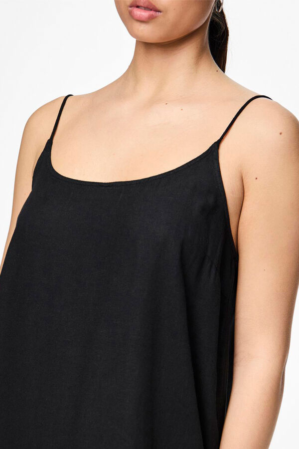 Pieces Vestido de lino largo negro