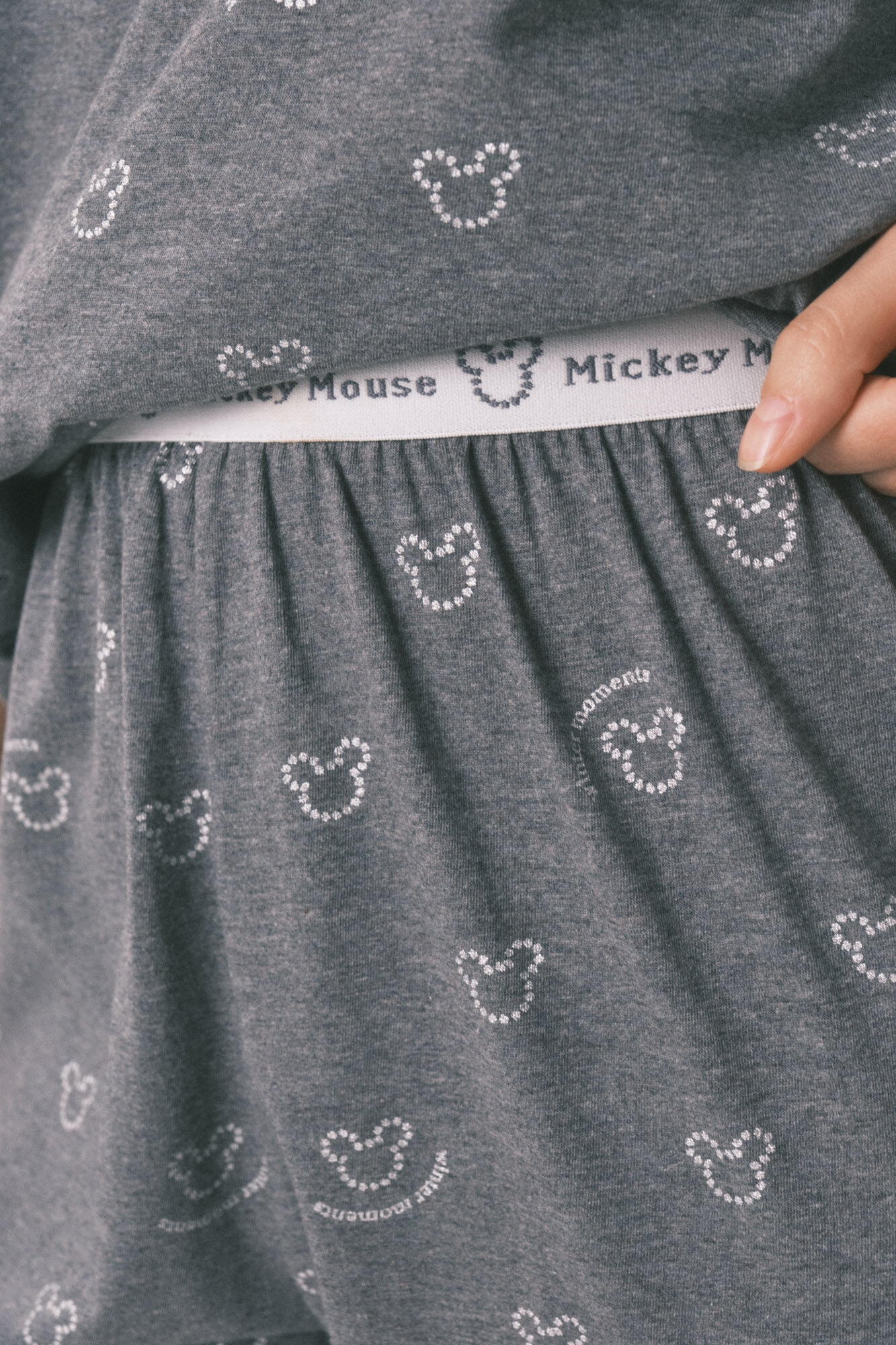 Women'secret Pijama largo 100% algod&oacute;n gris logo Mickey