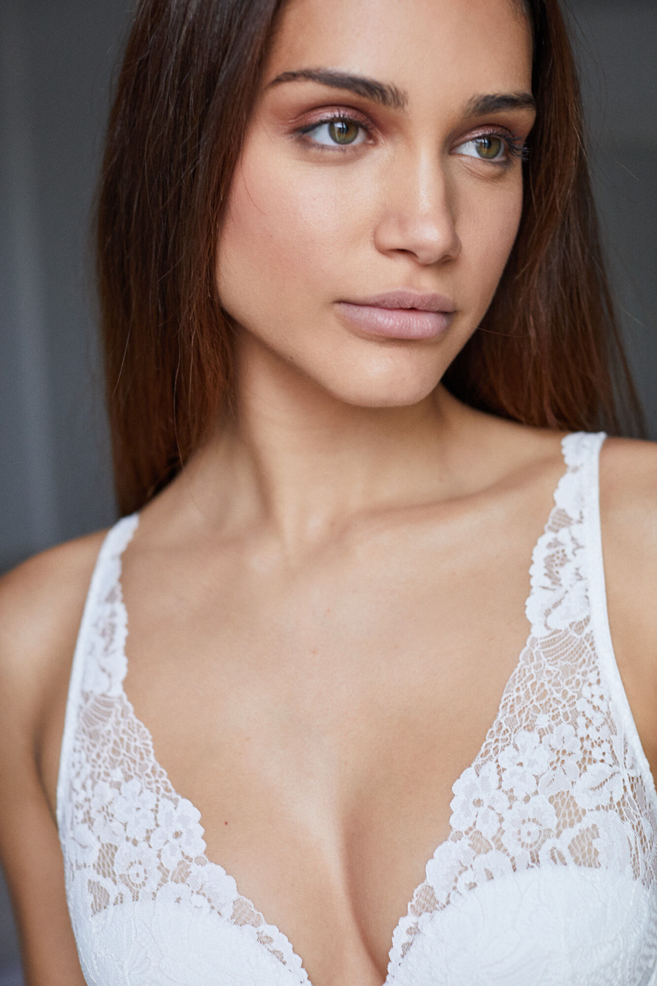 Women'secret INTUITIVE Soutien halter enchimento renda branco