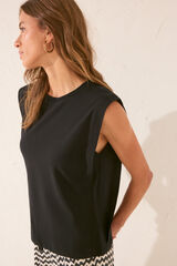 Women'secret T-shirt preta sem alças 100% algodão preto