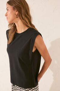 Women'secret Camiseta sin tirantes 100% algodón negro