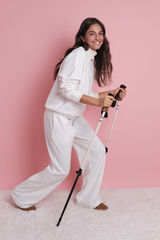 HI&BYE Pantal&oacute;n largo flare felpa blanco blanco