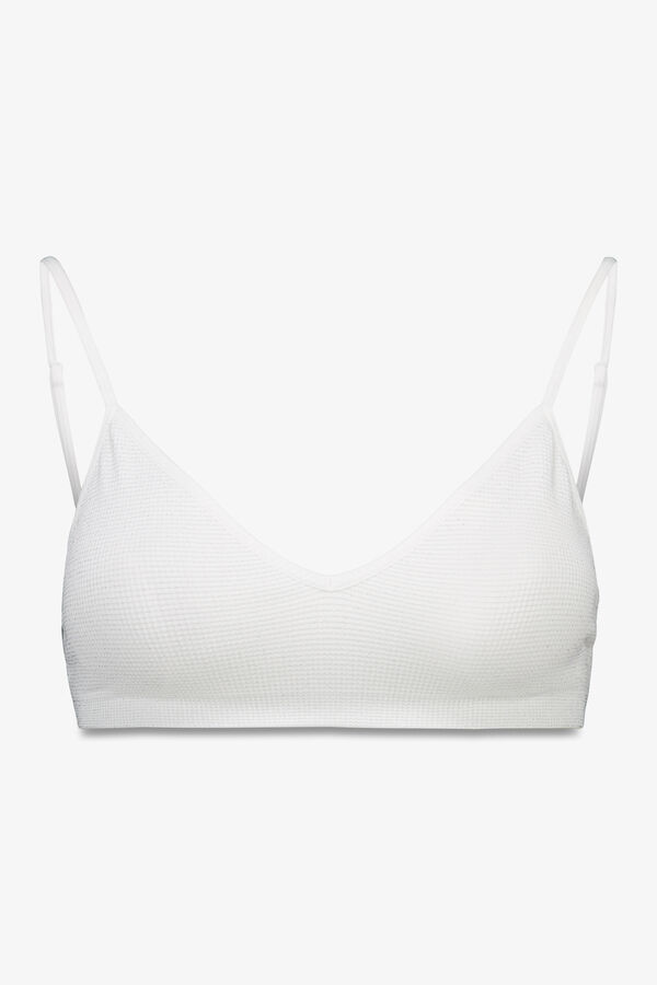 Women'secret Top canelado sem costura em lurex branco bege