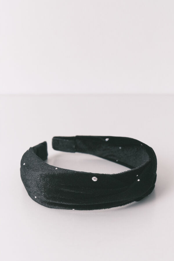 Women'secret Diadema terciopelo negro brillos negro