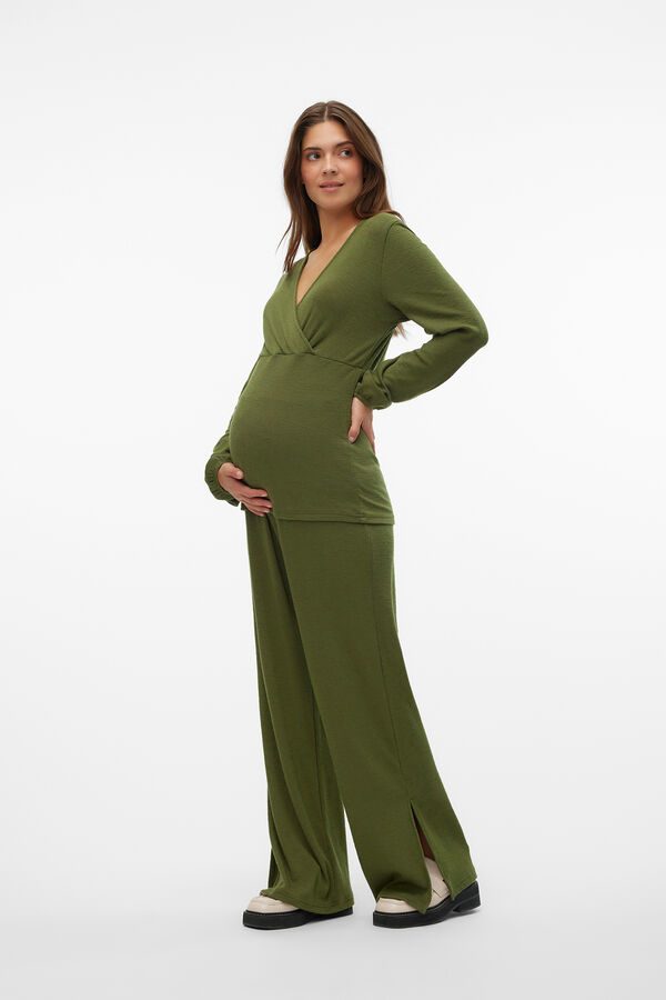 Mamalicious Calças de maternity compridas de algodão  verde