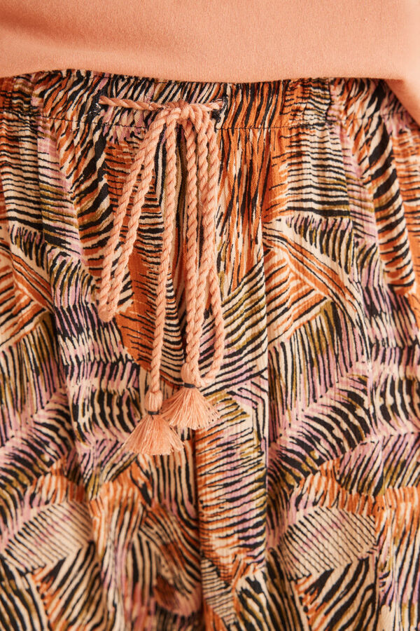 Women'secret Pijama largo 100% algod&oacute;n ocre Minnie naranja