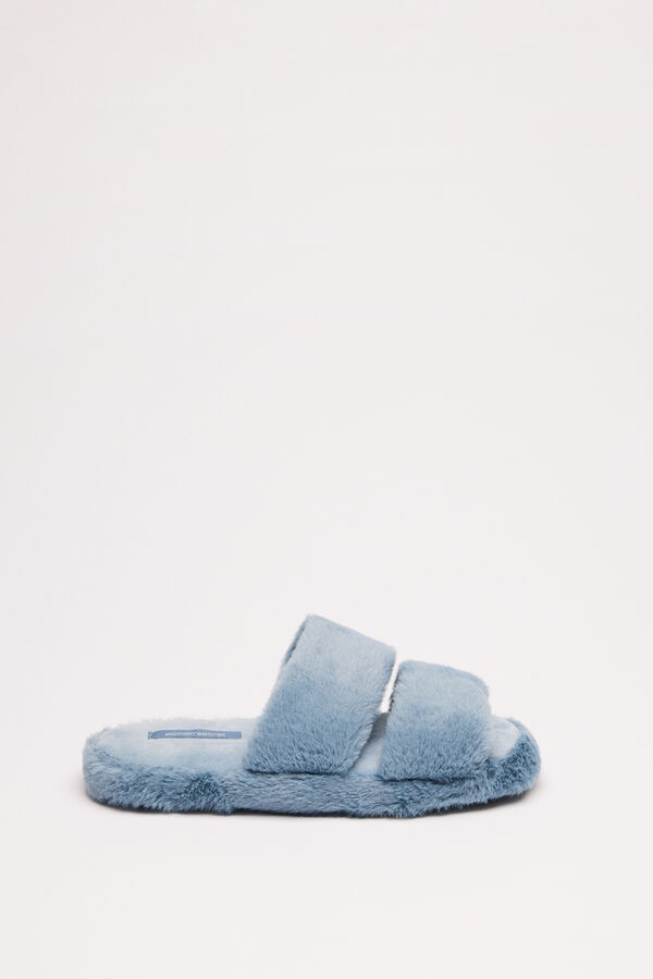 Women'secret Zapatillas casa abiertas pelo gris azul