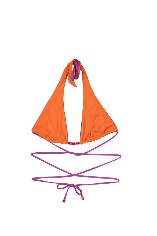 Womensecret Top biquíni halter reversível tira morado/laranja rosa