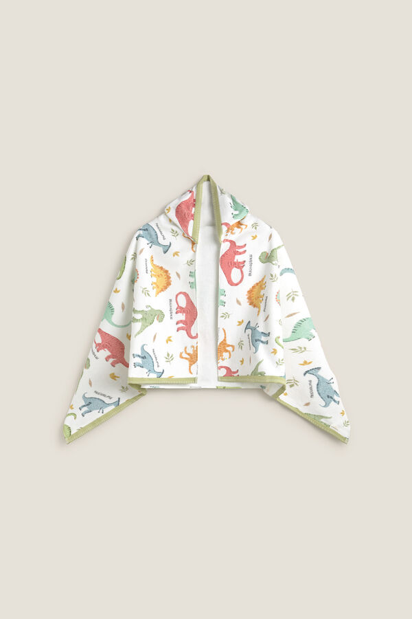Textura Toalha capuz dinossauros branco