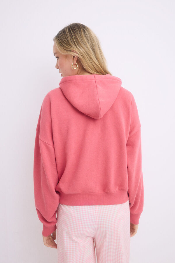 HI&BYE Sweatshirt de capuz rosa de algod&atilde;o rosa