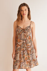 Women'secret Vestido corto tirantes rayas multicolor estampado