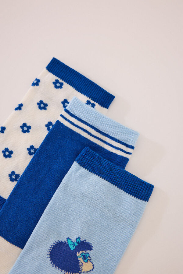 Women'secret Pacote de 3 meias curtas Mafalda estampado