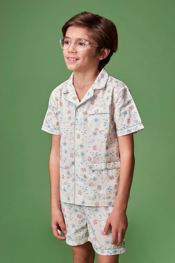 Gocco Pijama branco estampado fundo do mar branco