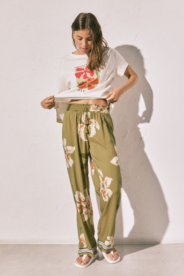 Women'secret Pantal&oacute;n largo estampado flores estampado