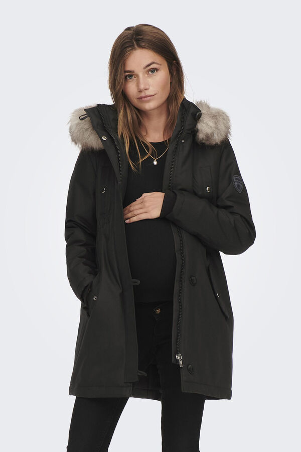 Only Maternity Parka premam&aacute; con capucha detalle pelo negro