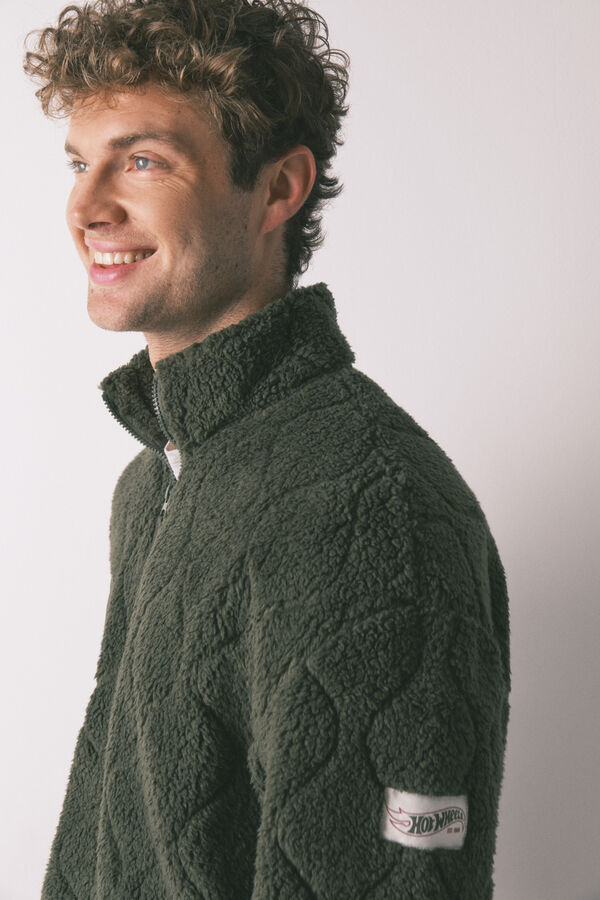 Women'secret Casaco curto/ robe masculino Hotwheels de pelo verde bege